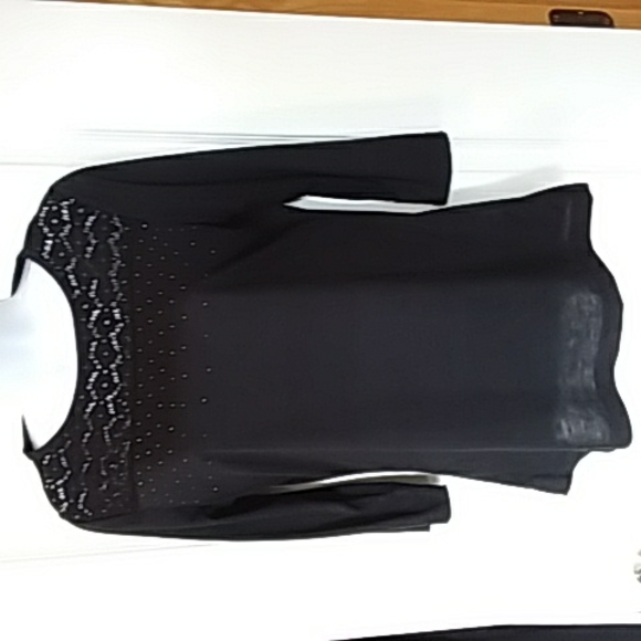 Liz claiborne black 3/4 length crew neck tee - Picture 1 of 3